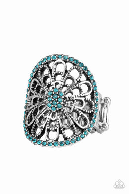 Paparazzi Springtime Shimmer - Blue Rhinestone - Silver Ring - $5 Jewelry with Ashley Swint