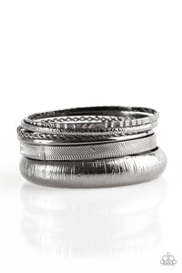 Paparazzi Standout Shimmer - Black Gunmetal Bangles - Set of 6 Bracelets - $5 Jewelry With Ashley Swint