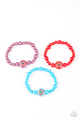 Paparazzi Starlet Shimmer Bracelets - 10 - Pink, Red, Blue & Green w/Flower Bead - $5 Jewelry With Ashley Swint