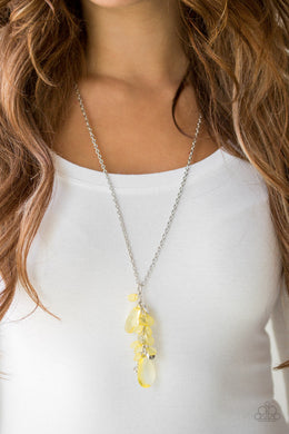 Paparazzi Summer Solo - Yellow - Silver Necklace and matching Earrings - $5 Jewelry With Ashley Swint