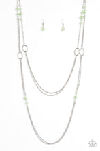 Load image into Gallery viewer, Paparazzi The New Girl In Town - Green Pearls - Silver Chain Necklace and matching Earrings - $5 Jewelry With Ashley Swint