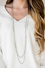 Load image into Gallery viewer, Paparazzi The New Girl In Town - Green Pearls - Silver Chain Necklace and matching Earrings - $5 Jewelry With Ashley Swint