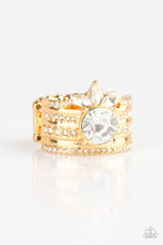 Load image into Gallery viewer, Paparazzi Top Dollar Bling - Gold - White Rhinestones Ring - $5 Jewelry With Ashley Swint