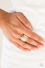 Load image into Gallery viewer, Paparazzi Top Dollar Bling - Gold - White Rhinestones Ring - $5 Jewelry With Ashley Swint