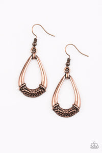 Paparazzi Trending Texture - Copper - Teardrop Embossed Rope Pattern - Earrings - $5 Jewelry With Ashley Swint