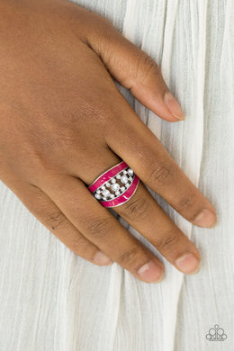 Paparazzi Trending Treasure - Pink - White Rhinestones - Silver Ring - $5 Jewelry With Ashley Swint