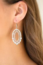 Load image into Gallery viewer, Paparazzi Trophy Shimmer - White Rhinestone - Silver Earrings - $5 Jewelry with Ashley Swint