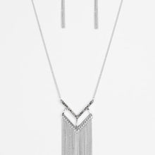 Load image into Gallery viewer, Paparazzi Alpha Glam - Silver - Smoky Rhinestones - Necklace &amp; Earrings - $5 Jewelry with Ashley Swint