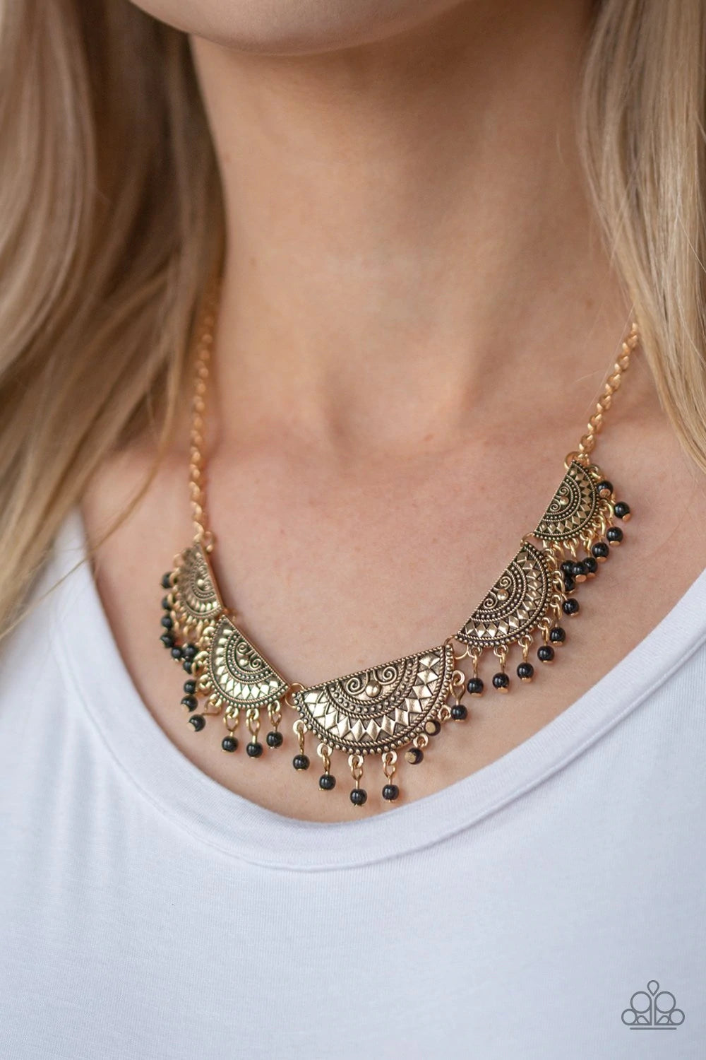 Paparazzi Boho Baby - Gold - Necklace & Earrings