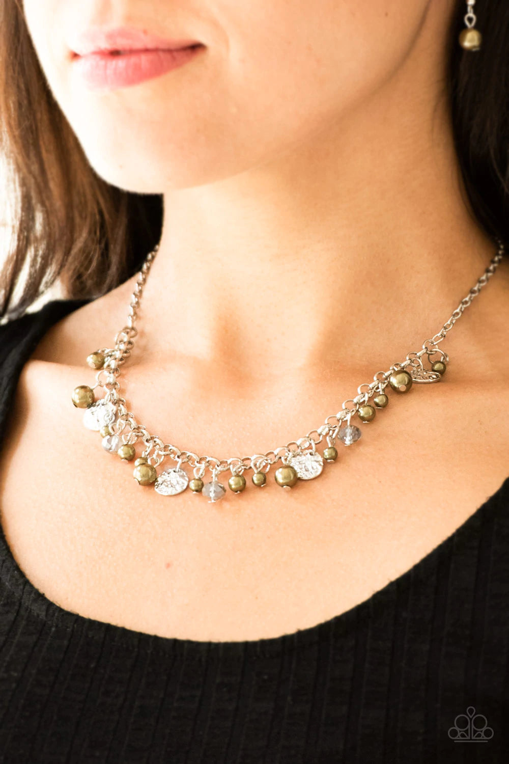Paparazzi Coastal Cache - Green - Necklace & Earrings