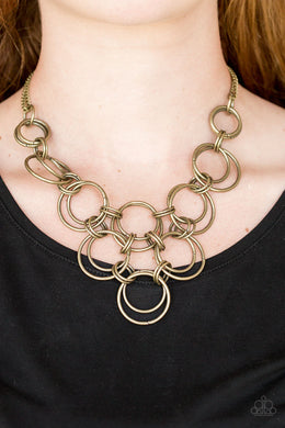 Paparazzi Ringing Off the Hook - Brass - Necklace & Earrings