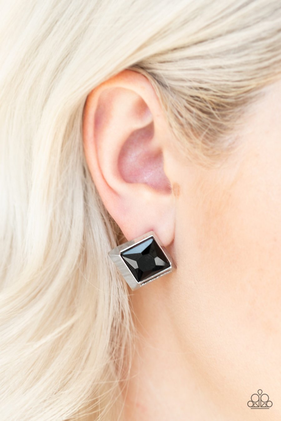 Stellar Square - black - Paparazzi earrings - $5 Jewelry with Ashley Swint