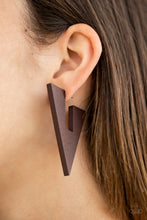 Load image into Gallery viewer, Paparazzi Boardroom Bravado - Brown - Wooden Frame - Triangular Earrings - $5 Jewelry with Ashley Swint