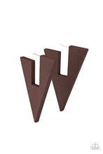 Load image into Gallery viewer, Paparazzi Boardroom Bravado - Brown - Wooden Frame - Triangular Earrings - $5 Jewelry with Ashley Swint