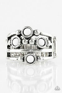 Paparazzi Beach House Party - White Beads - Silver Ring - $5 Jewelry with Ashley Swint