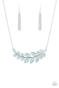Paparazzi Frosted Foliage - Blue - Cat's Eye Moonstone - Necklace & Earrings - $5 Jewelry with Ashley Swint
