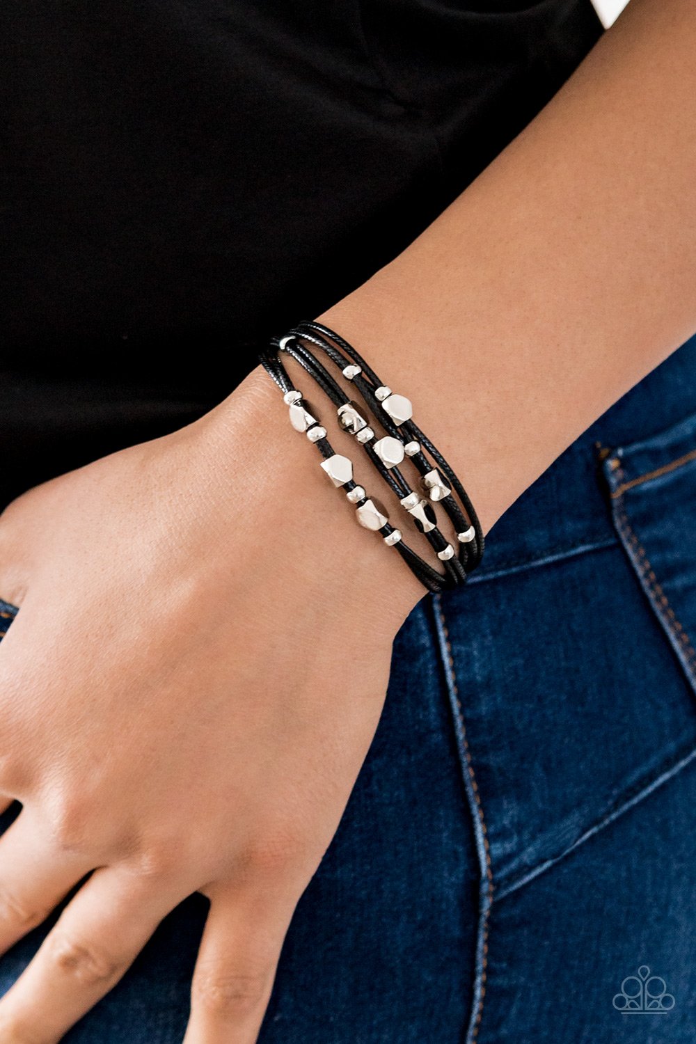 Paparazzi Cut The Cord - Black - Magnetic Clasp - Bracelet - $5 Jewelry with Ashley Swint