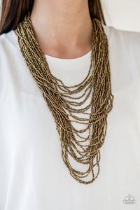 Paparazzi Dauntless Dazzle - Brass - Seed Bead - Necklace & Earrings - $5 Jewelry with Ashley Swint