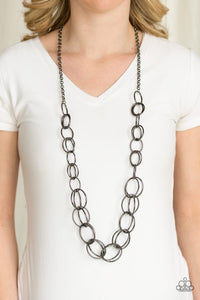 Paparazzi Elegantly Ensnared - Black Gunmetal - Necklace & Earrings - $5 Jewelry with Ashley Swint