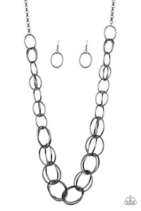 Paparazzi Elegantly Ensnared - Black Gunmetal - Necklace & Earrings - $5 Jewelry with Ashley Swint