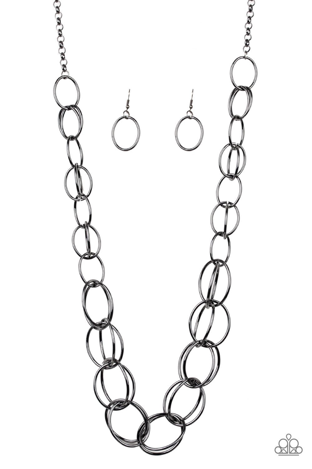 Paparazzi Elegantly Ensnared - Black Gunmetal - Necklace & Earrings - $5 Jewelry with Ashley Swint