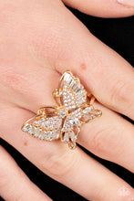 Load image into Gallery viewer, Paparazzi Fearless Flutter - Gold - Butterfly Ring