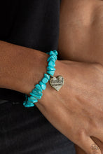 Load image into Gallery viewer, Paparazzi Stony-Hearted - Brass - Stretch Turquoise Bracelet