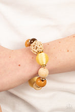 Load image into Gallery viewer, Paparazzi   Happily Homespun - Yellow - Wooden Stretch Bracelet