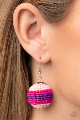 Paparazzi Zest Fest - Pink - Seed Bead Earrings
