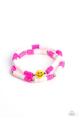 Paparazzi In SMILE - Pink - Smile set of Bracelets- neon pink