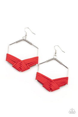 Paparazzi Suede Solstice - Red - Earrings