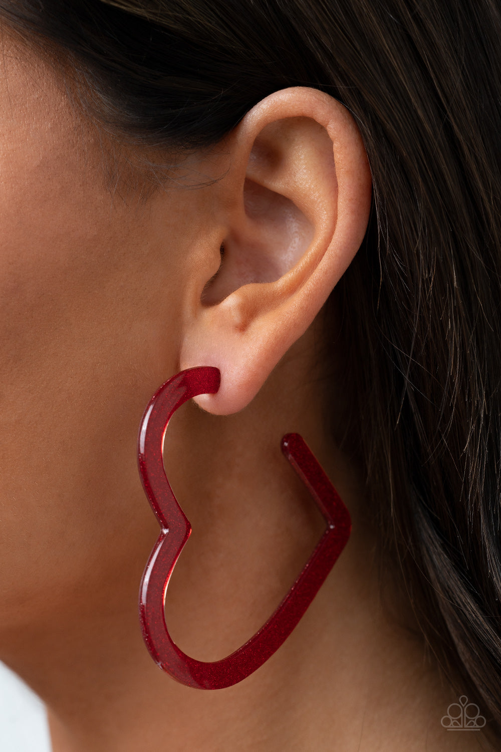 Paparazzi Heart-Throbbing Twinkle - Red hoop earring - $5 Jewelry with Ashley Swint