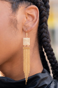 Paparazzi Dramatically Deco - Gold - Earrings - Life of the Party Exclusive