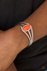 Paparazzi Western Wanderer - Orange Stone - Silver Cuff Bracelet - $5 Jewelry with Ashley Swint