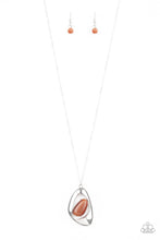 Load image into Gallery viewer, Paparazzi Asymmetrical Bliss - Orange - Cat's Eye Stone - Necklace &amp; Earrings - $5 Jewelry with Ashley Swint