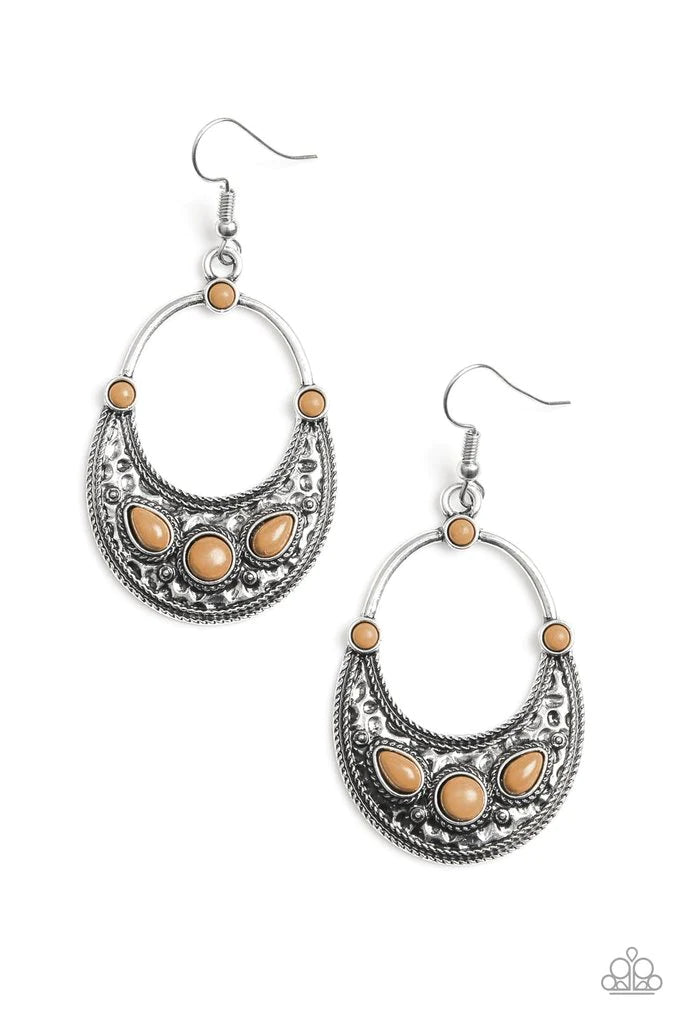 Paparazzi - Paleo Paradise - Brown - Earrings