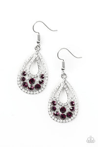 Paparazzi Sparkling Stardom - Purple - and White Rhinestones - Silver Teardrop Earrings - $5 Jewelry With Ashley Swint