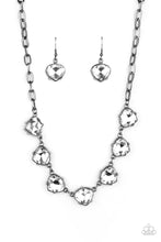 Load image into Gallery viewer, Paparazzi Star Quality Sparkle - Black Gunmetal Chain - Faceted White Teardrops - Necklace &amp; Earrings - Life of the Party Exclusive December 2020 - $5 Jewelry with Ashley Swint