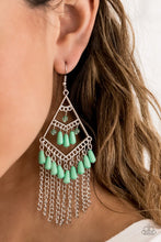 Load image into Gallery viewer, Paparazzi Trending Transcendence - Green - Silver Chains - Earrings - $5 Jewelry with Ashley Swint